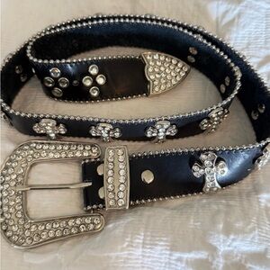 Studded Black Belt with Silver Accents